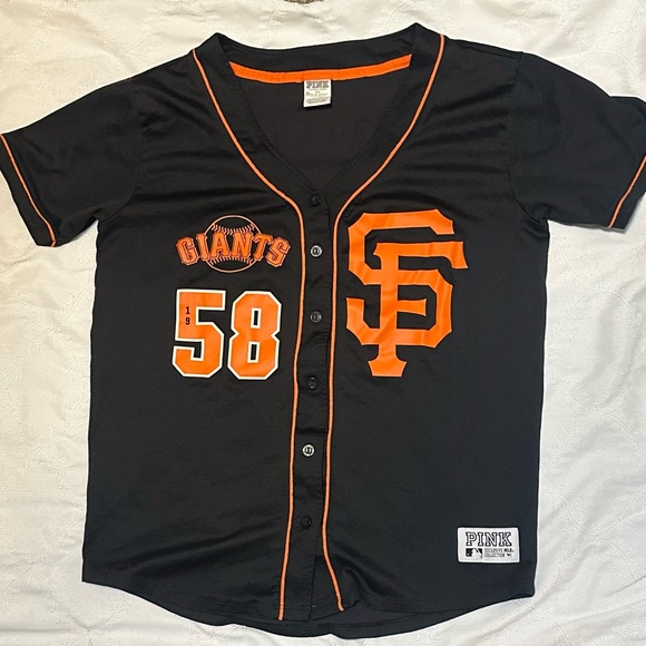 PINK Victoria's Secret Tops - PINK Victoria's Secret Black and Orange Giants Jersey